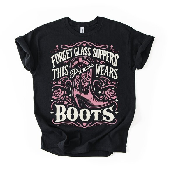 Women's Pink Boots T-Shirt Country Western Girl Shirt Sassy Rodeo Farm Gift - Picture 1 of 3